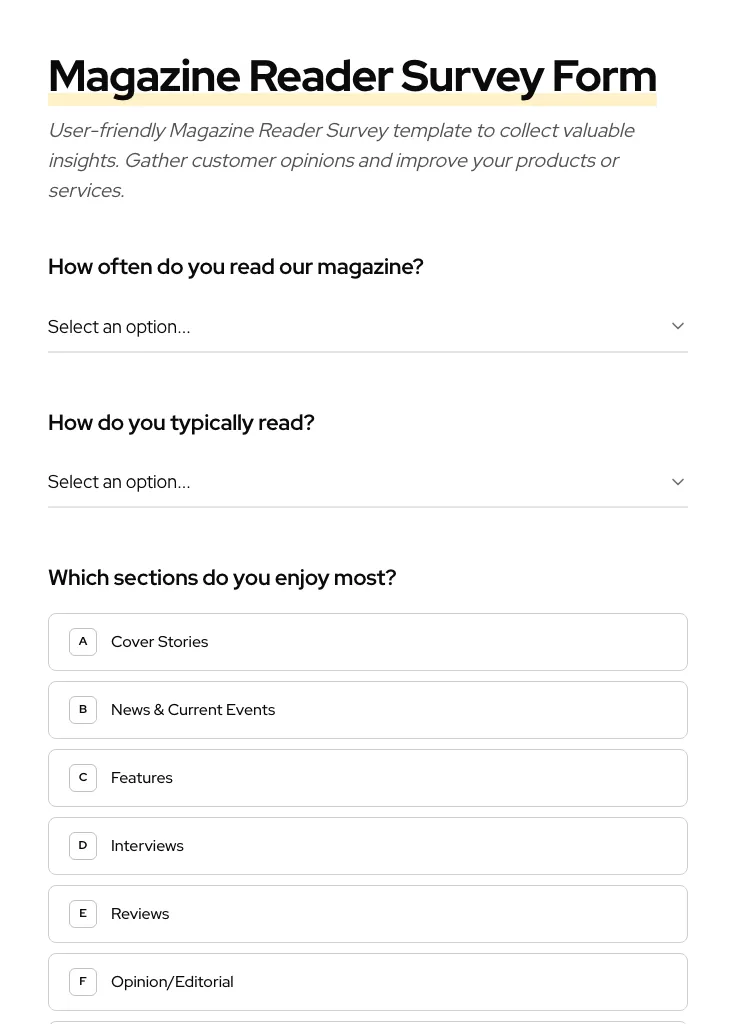 Magazine Reader Survey preview