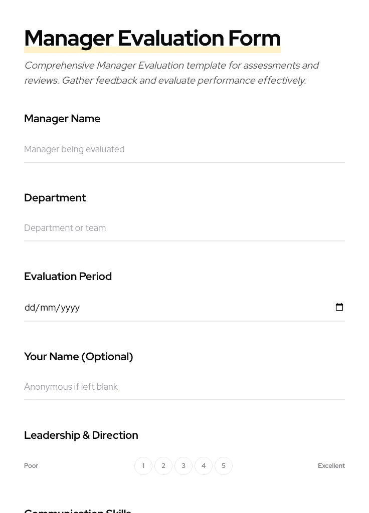 Manager Evaluation preview