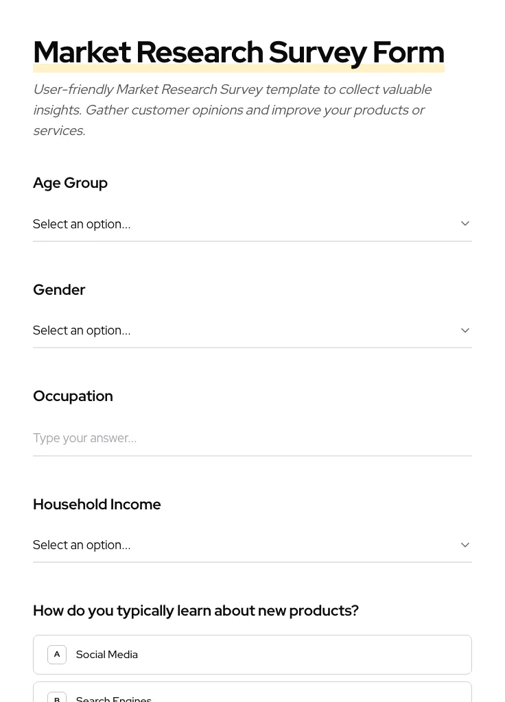 Market Research Survey preview