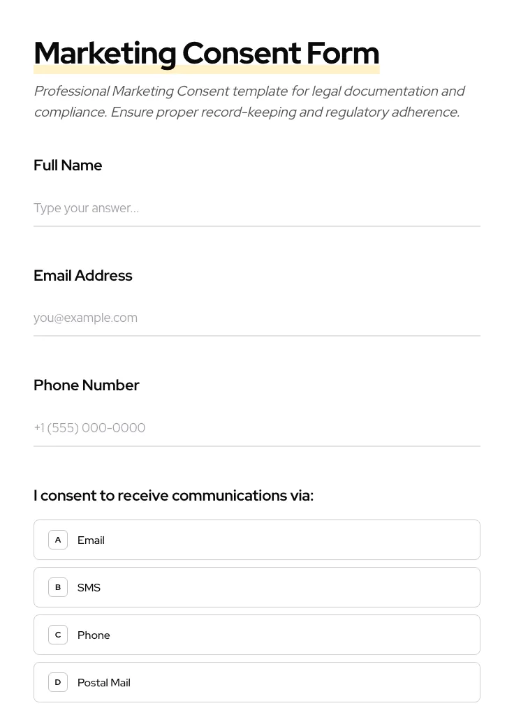 Marketing Consent preview