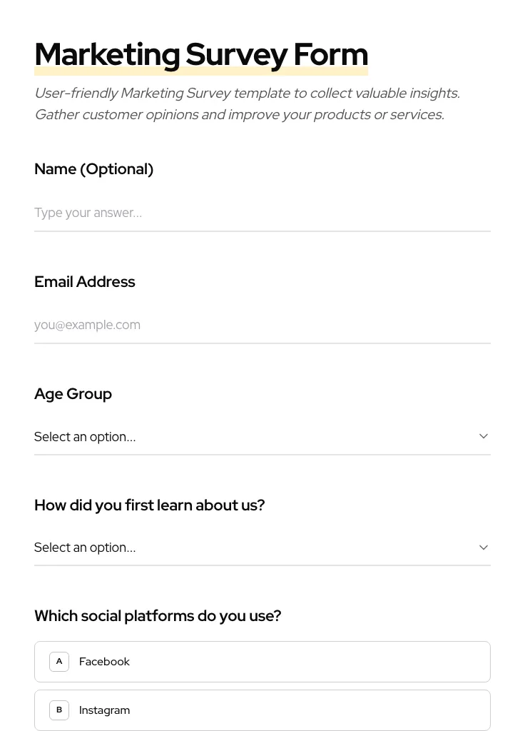 Marketing Survey preview