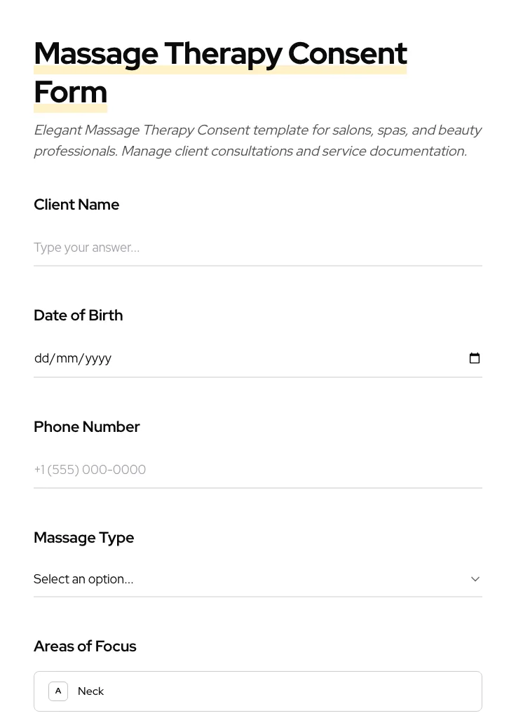 Massage Therapy Consent preview