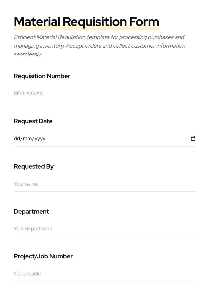 Material Requisition preview