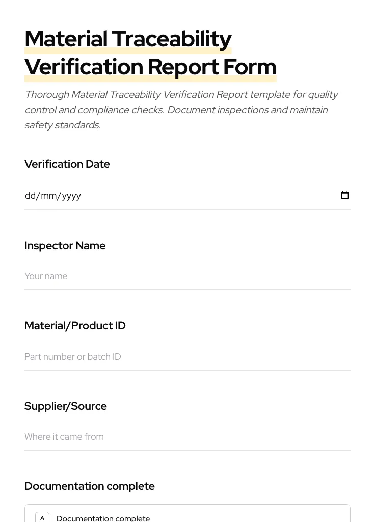 Material Traceability Verification Report preview