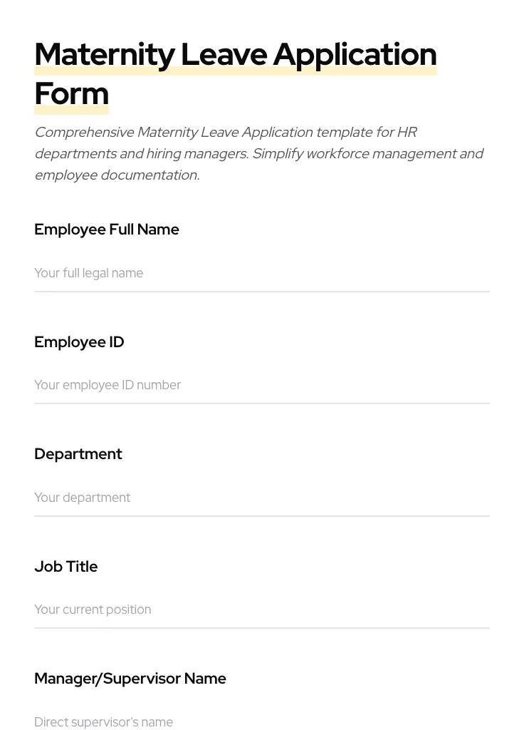 Maternity Leave Application preview