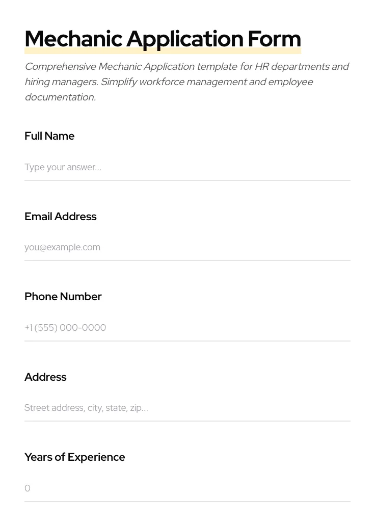 Mechanic Application preview