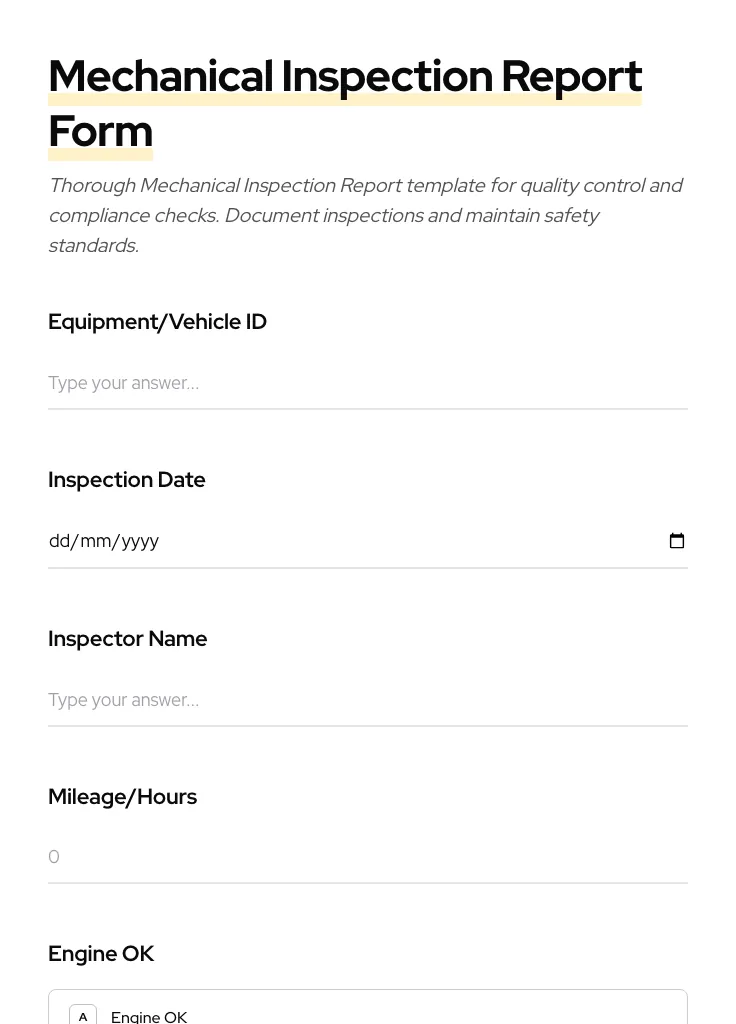 Mechanical Inspection Report preview