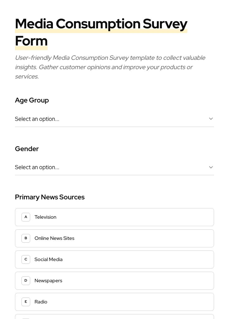 Media Consumption Survey preview