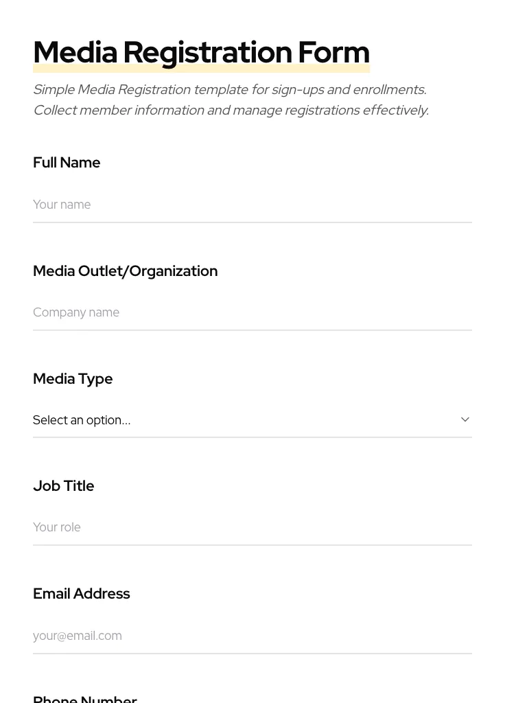 Media Registration preview