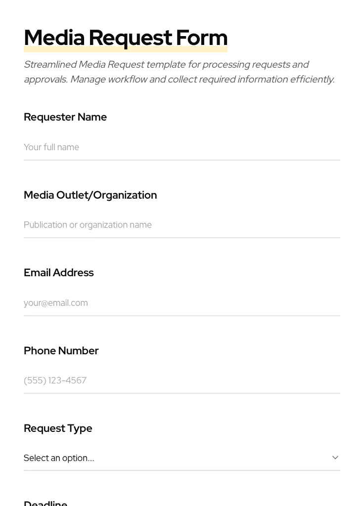 Media Request preview