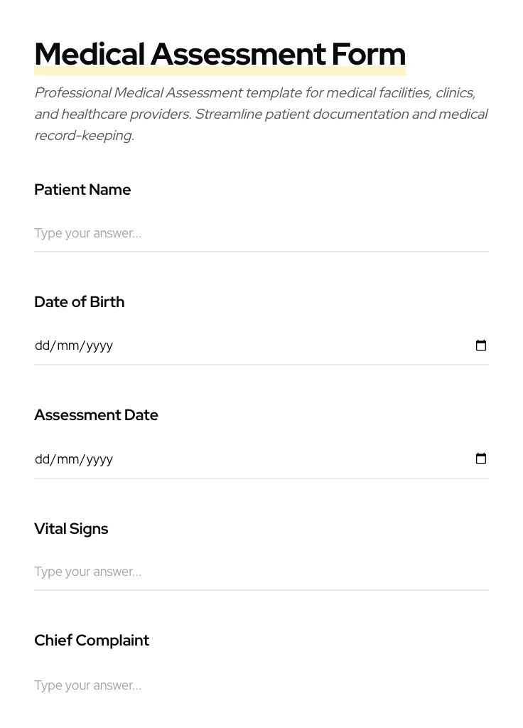 Medical Assessment preview