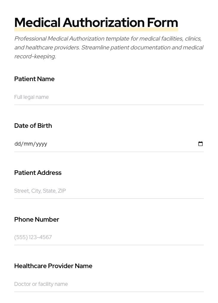 Medical Authorization preview