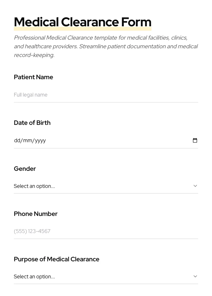 Medical Clearance preview