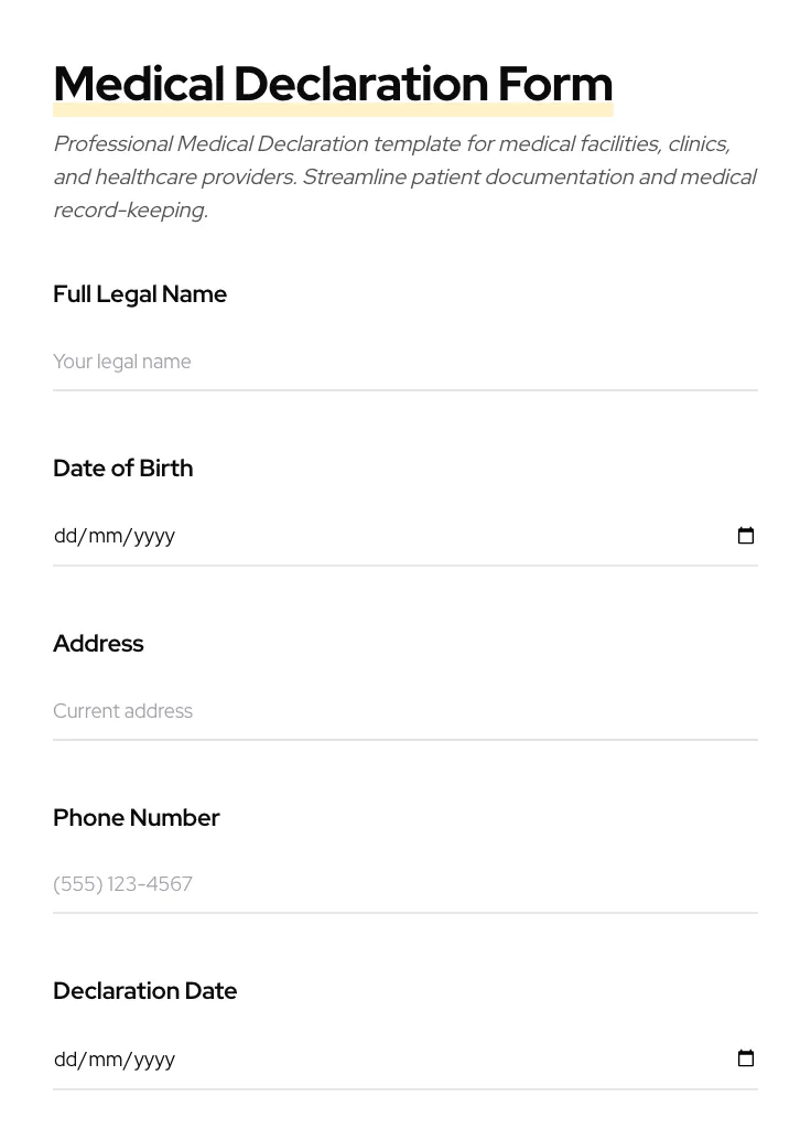 Medical Declaration preview