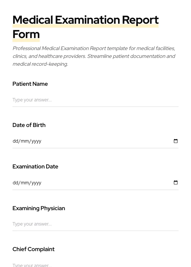 Medical Examination Report preview