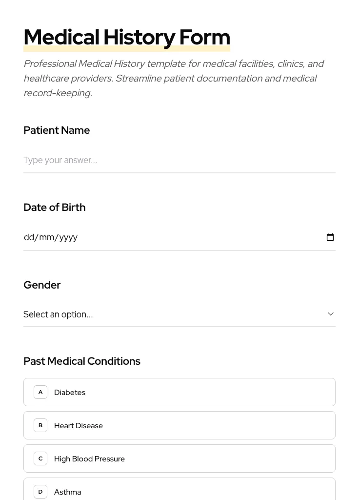 Medical History preview