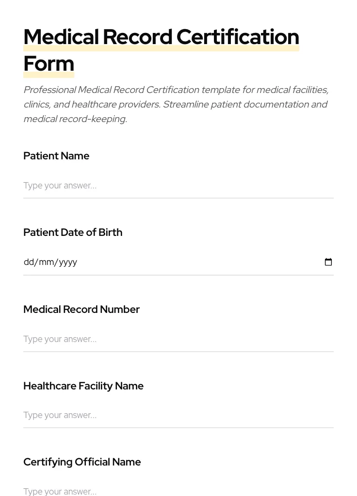 Medical Record Certification preview
