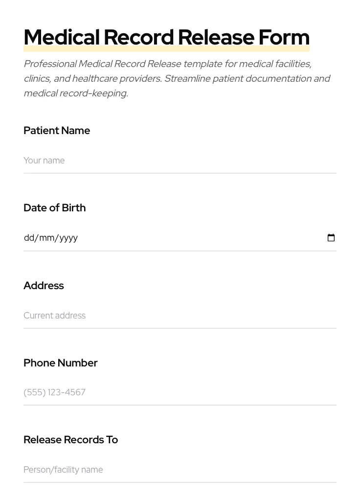 Medical Record Release preview