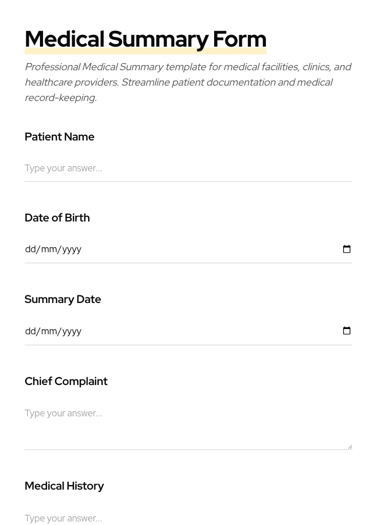 Medical Summary preview