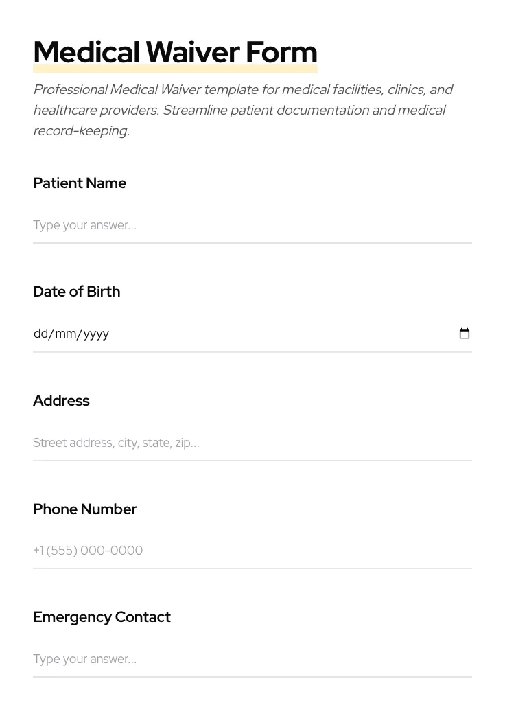 Medical Waiver preview