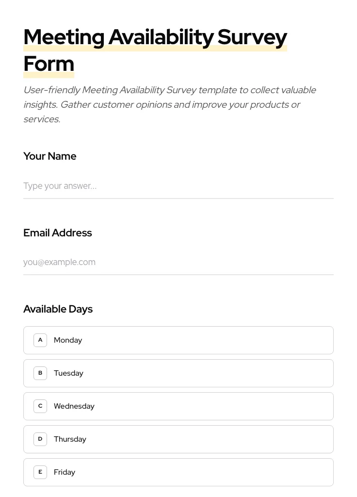 Meeting Availability Survey preview