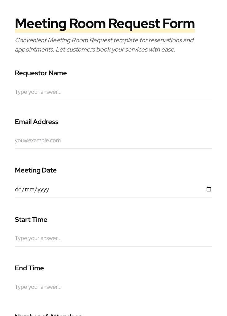 Meeting Room Request preview