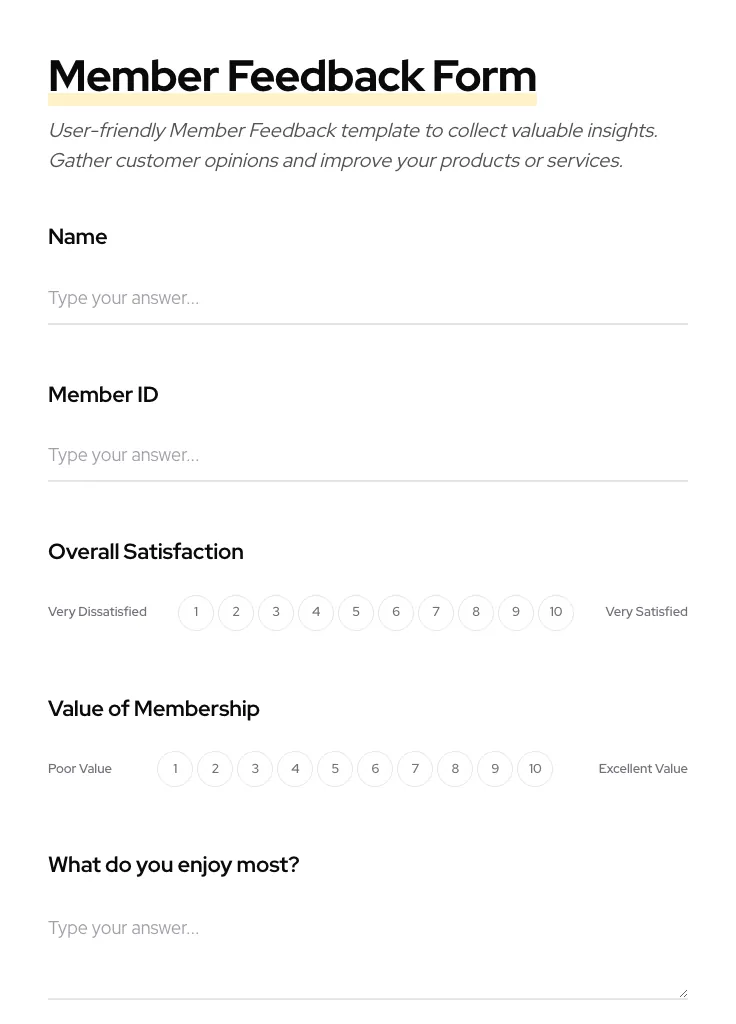 Member Feedback preview