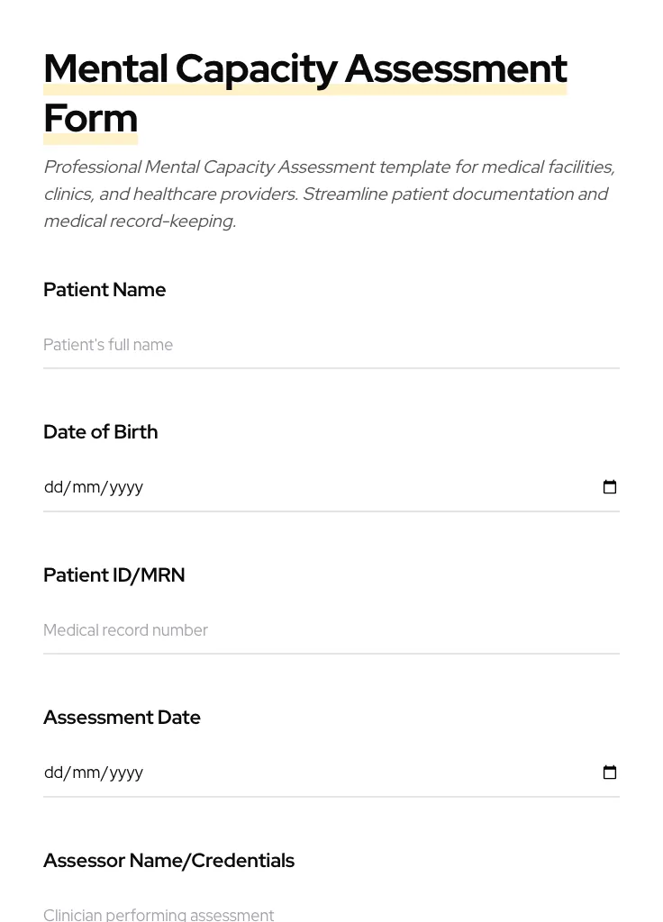 Mental Capacity Assessment preview