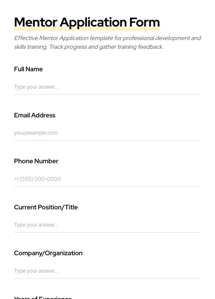 Mentor Application preview
