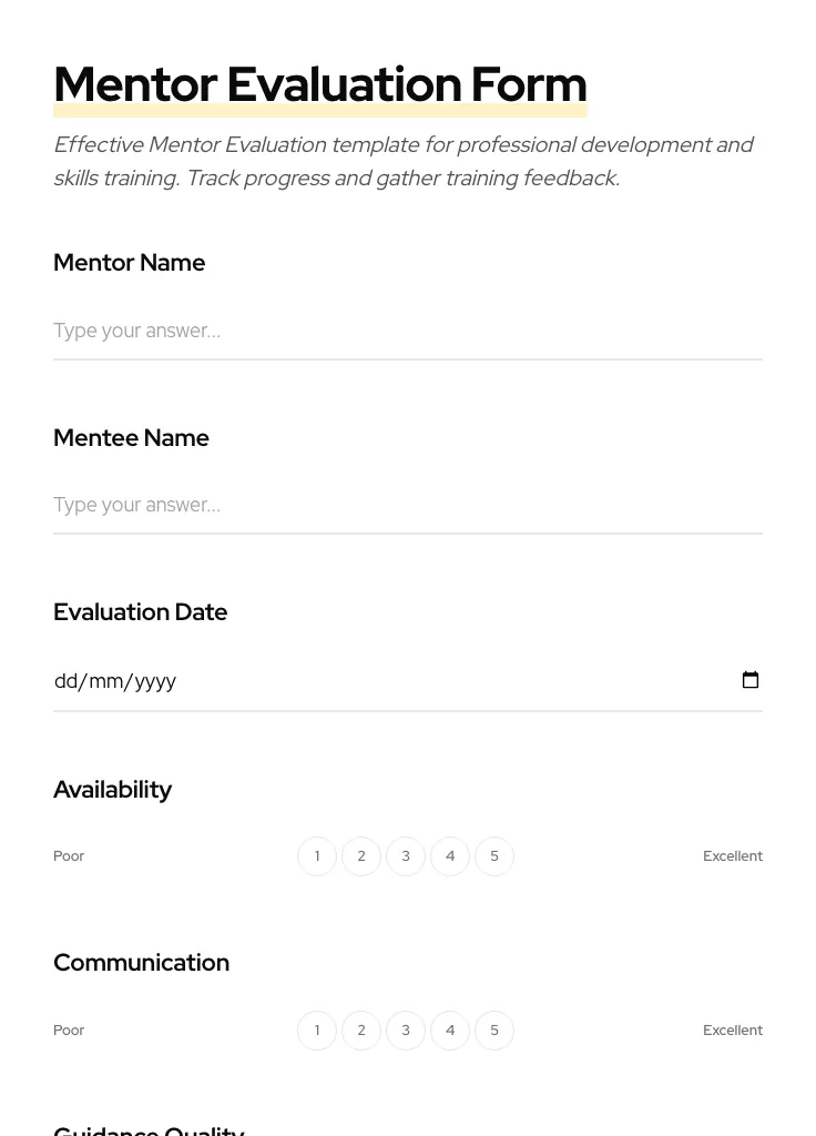 Mentor Evaluation preview