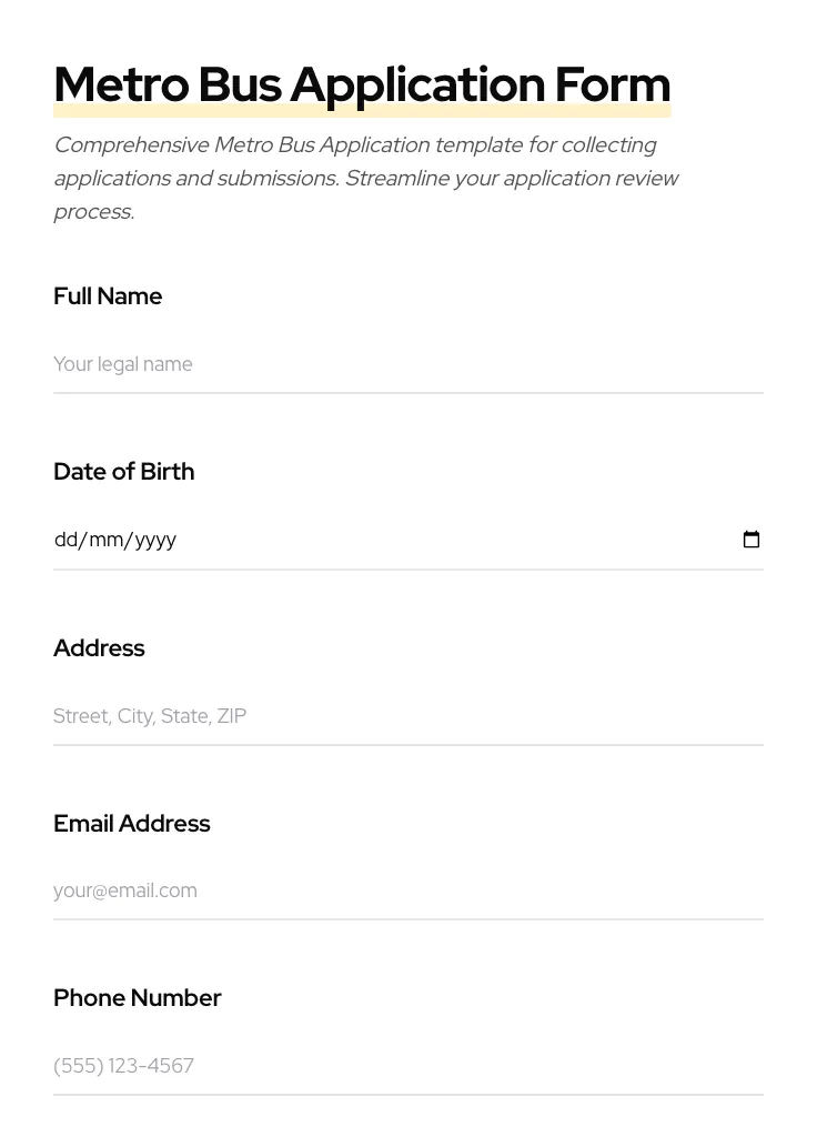 Metro Bus Application preview