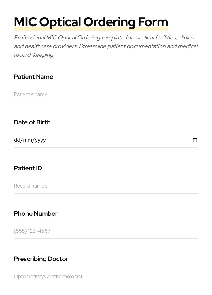 MIC Optical Ordering preview