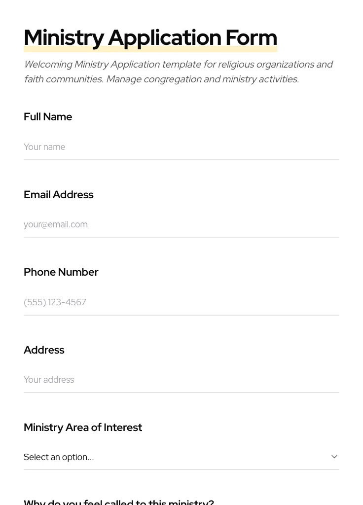Ministry Application preview