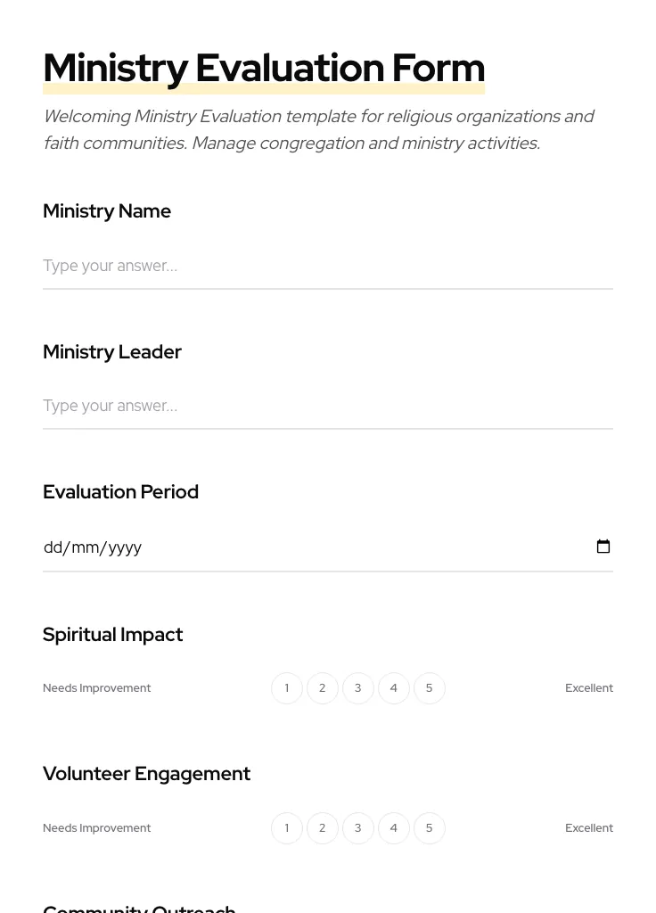 Ministry Evaluation preview