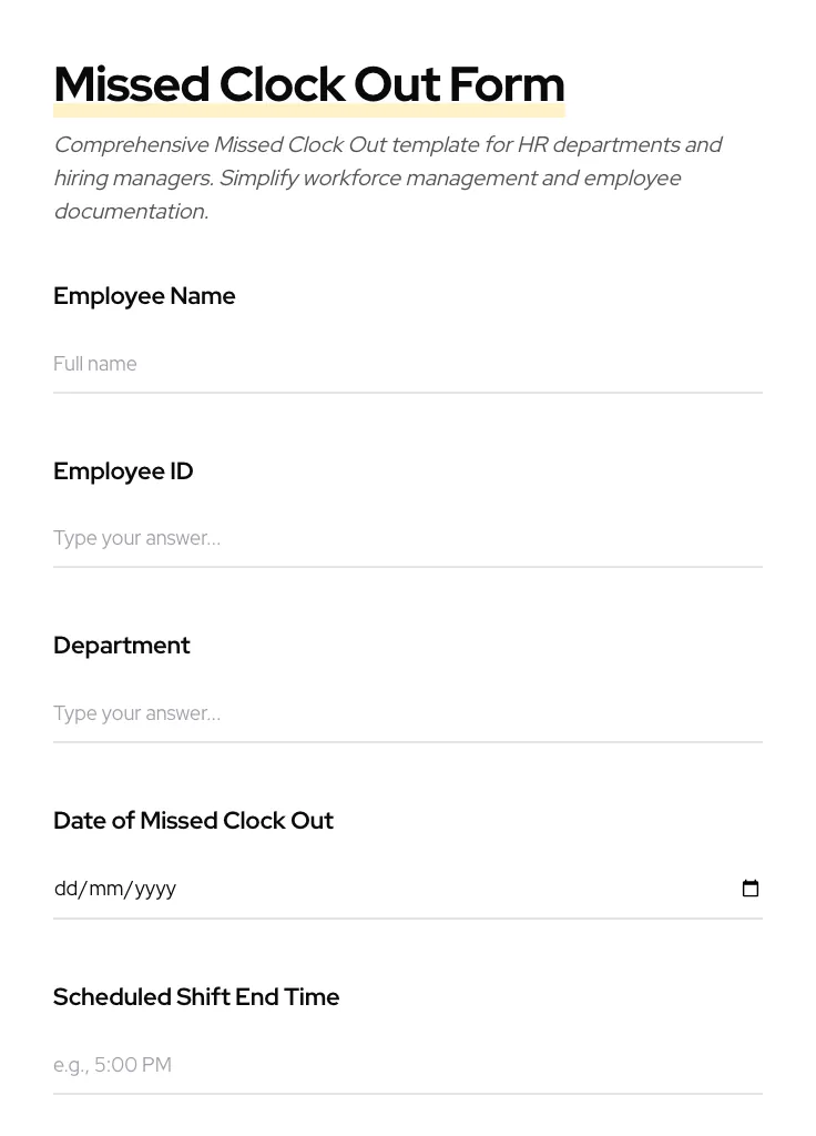 Missed Clock Out preview