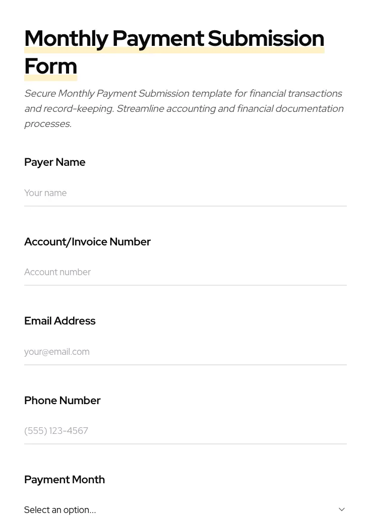 Monthly Payment Submission preview