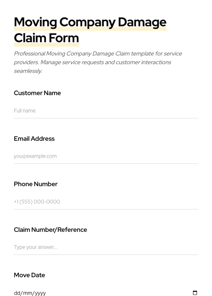 Moving Company Damage Claim preview
