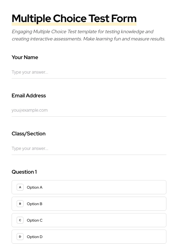 Multiple Choice Test preview