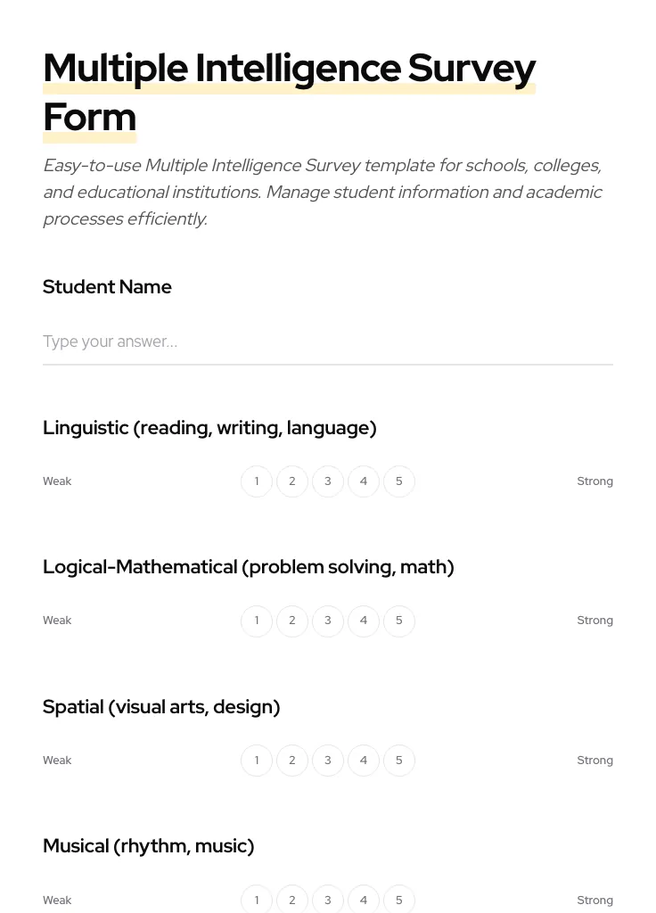 Multiple Intelligence Survey preview