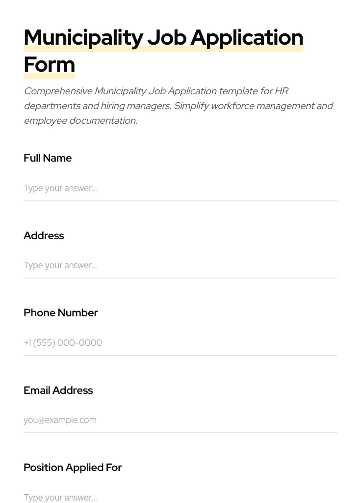 Municipality Job Application preview