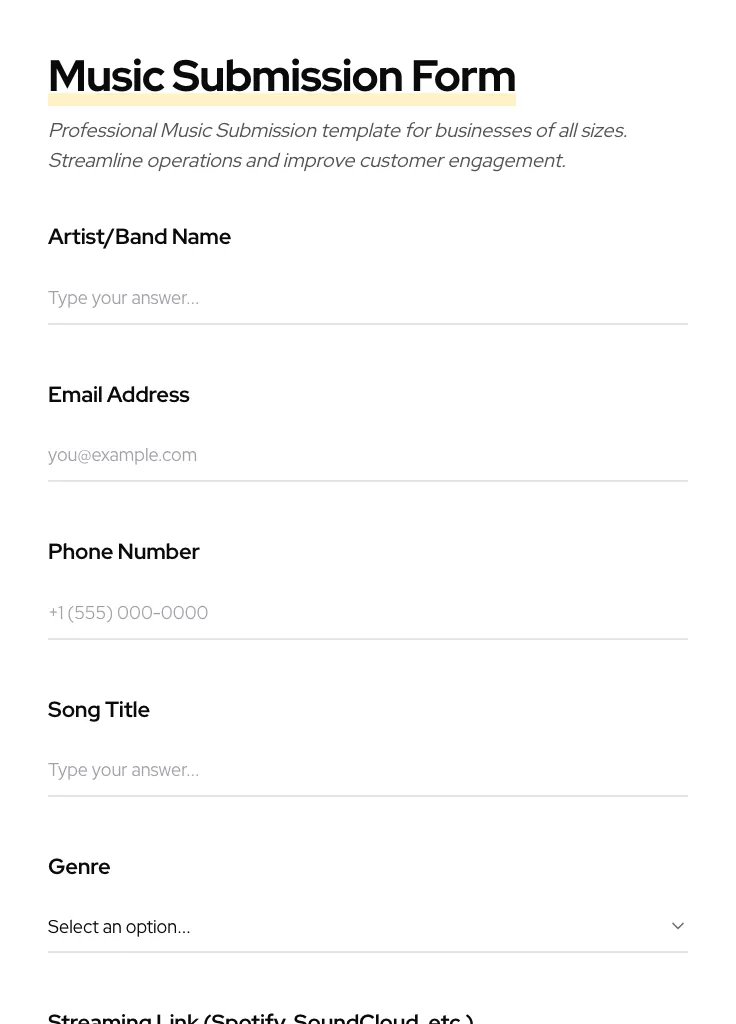 Music Submission preview