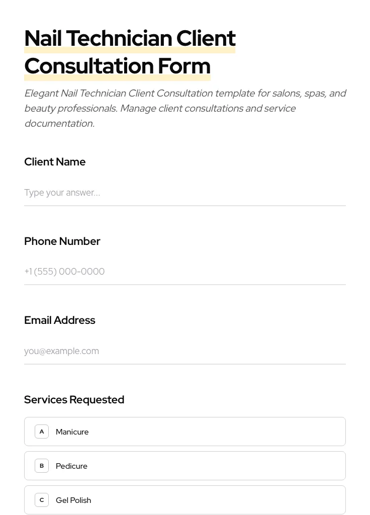 Nail Technician Client Consultation preview