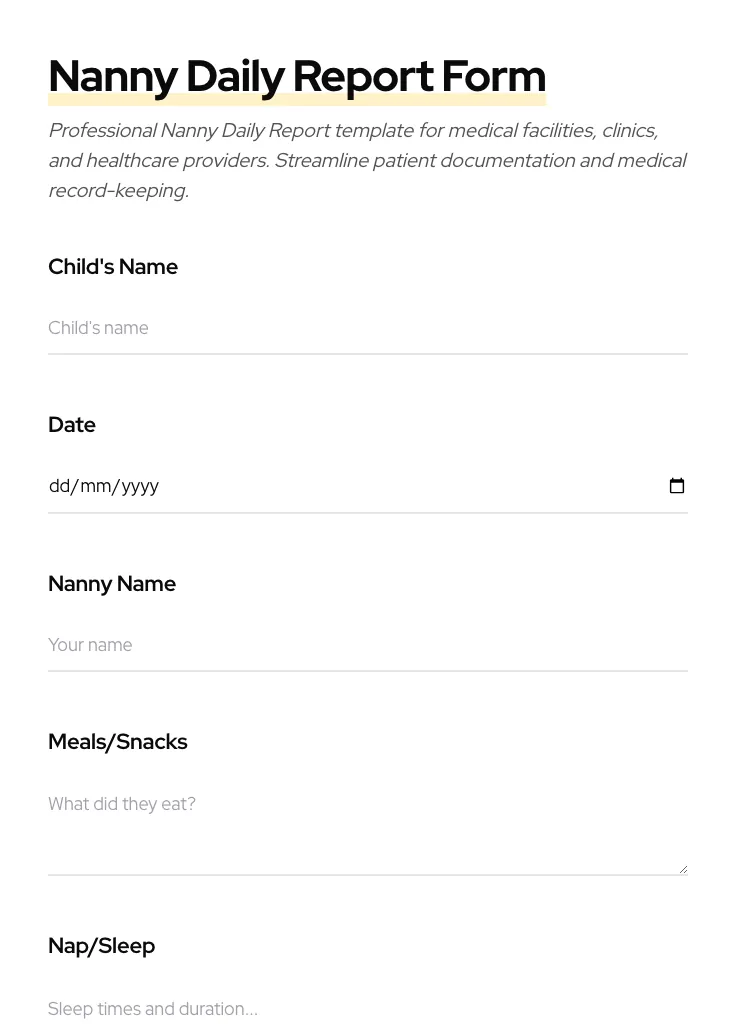 Nanny Daily Report preview