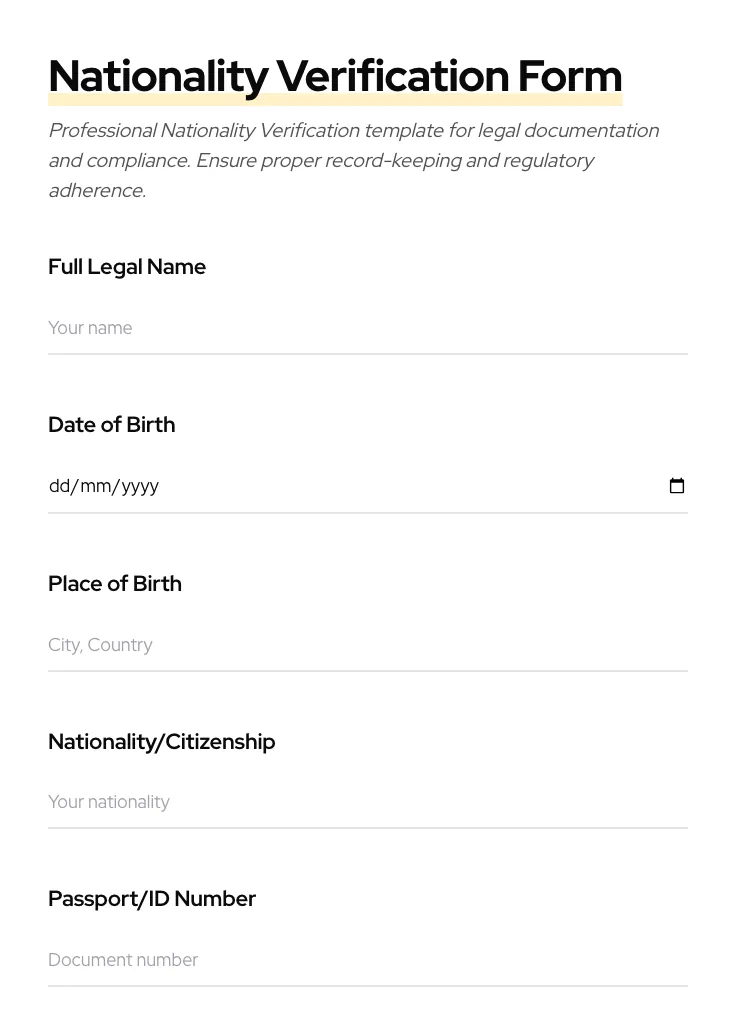 Nationality Verification preview