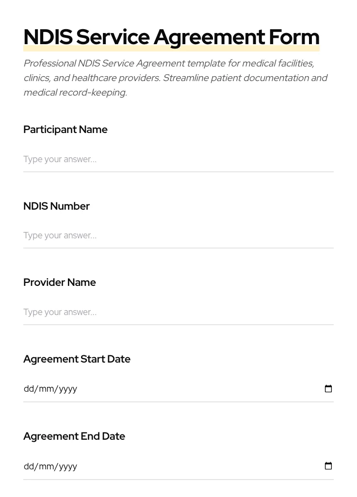 NDIS Service Agreement preview