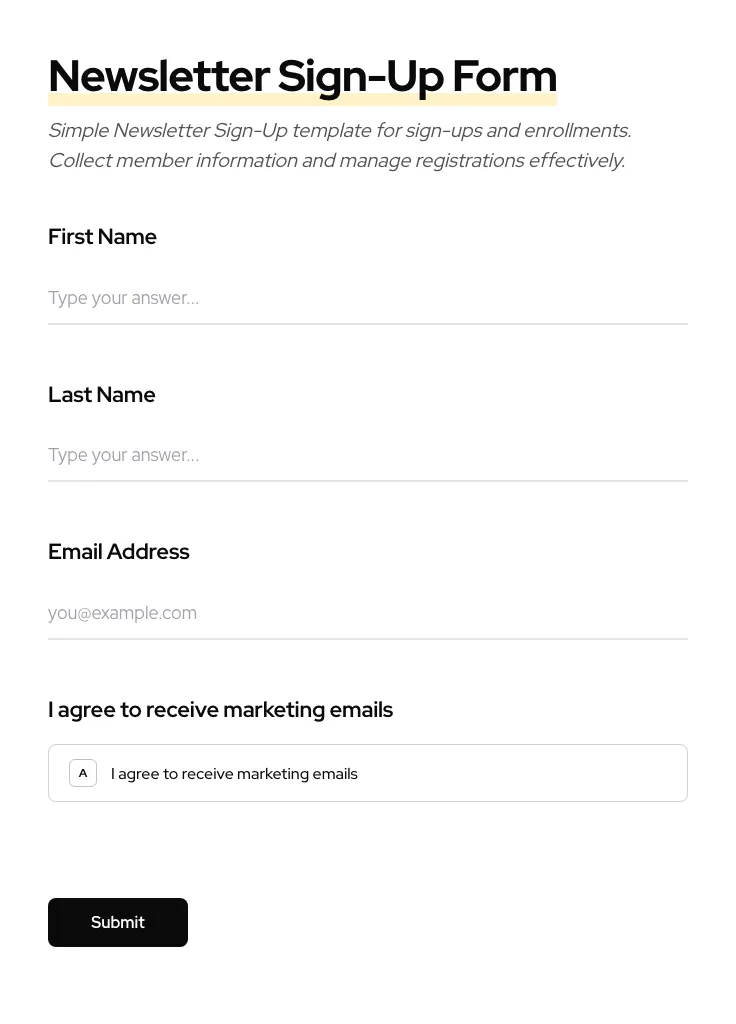 Newsletter Sign-Up preview