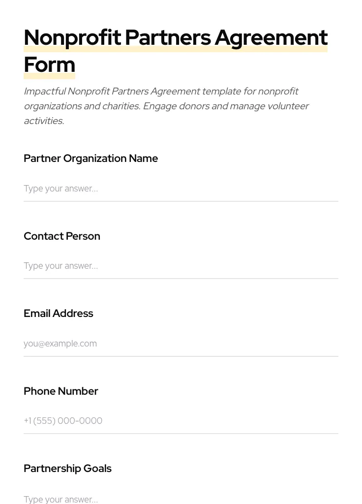 Nonprofit Partners Agreement preview