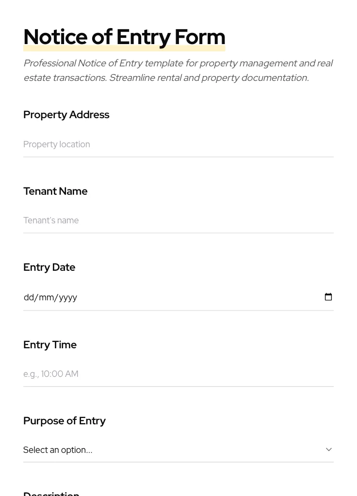 Notice of Entry preview