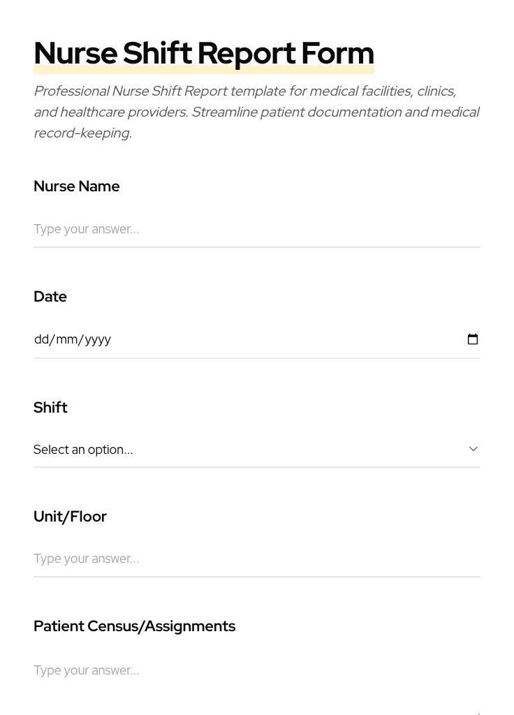 Nurse Shift Report preview