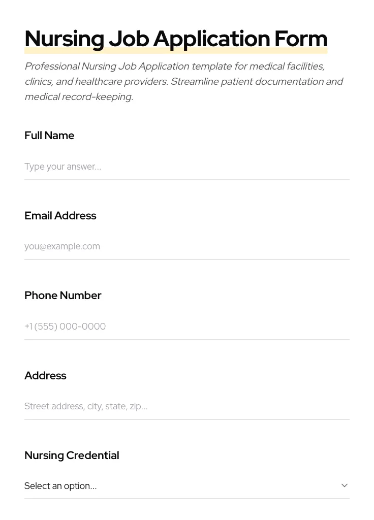 Nursing Job Application preview